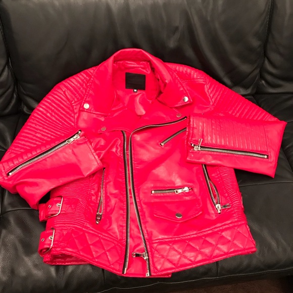 Red leather biker jacket - Picture 2 of 5